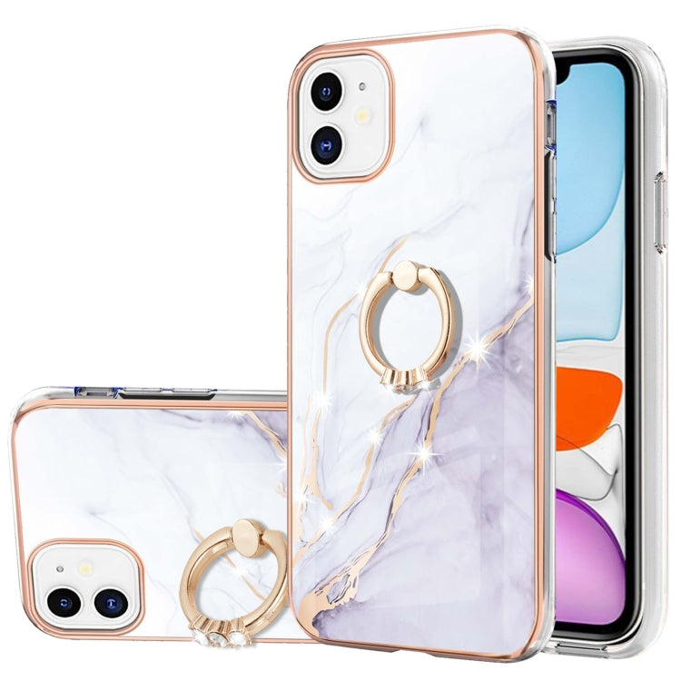 Estuche a prueba de golpes de TPU IMD con patrón de mármol galvanizado y soporte para anillo, para iPhone 12 Pro Max, para iPhone 11, para iPhone 11 Pro Max
