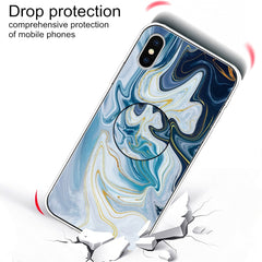 Embossed Varnished Marble TPU Protective Case with Holder, For iPhone XS / X, For iPhone XR