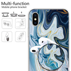 Embossed Varnished Marble TPU Protective Case with Holder, For iPhone XS / X, For iPhone XR