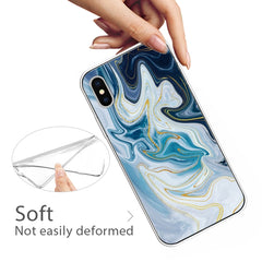 Embossed Varnished Marble TPU Protective Case with Holder, For iPhone XS / X, For iPhone XR