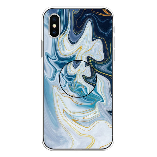 Embossed Varnished Marble TPU Protective Case with Holder, For iPhone XS / X, For iPhone XR