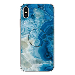 Embossed Varnished Marble TPU Protective Case with Holder, For iPhone XS / X, For iPhone XR