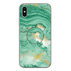 Embossed Varnished Marble TPU Protective Case with Holder, For iPhone XS / X, For iPhone XR