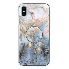 Embossed Varnished Marble TPU Protective Case with Holder, For iPhone XS / X, For iPhone XR