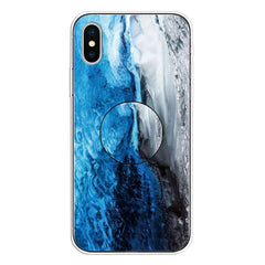 Embossed Varnished Marble TPU Protective Case with Holder, For iPhone XS / X, For iPhone XR