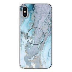 Embossed Varnished Marble TPU Protective Case with Holder, For iPhone XS / X, For iPhone XR