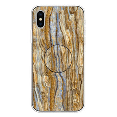 Embossed Varnished Marble TPU Protective Case with Holder, For iPhone XS / X, For iPhone XR