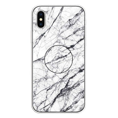 Embossed Varnished Marble TPU Protective Case with Holder, For iPhone XS / X, For iPhone XR