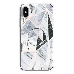 Embossed Varnished Marble TPU Protective Case with Holder, For iPhone XS / X, For iPhone XR