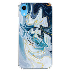 Embossed Varnished Marble TPU Protective Case with Holder, For iPhone XS / X, For iPhone XR