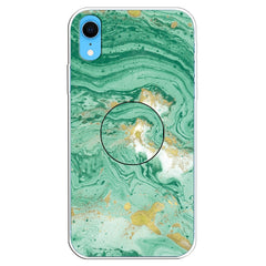 Embossed Varnished Marble TPU Protective Case with Holder, For iPhone XS / X, For iPhone XR