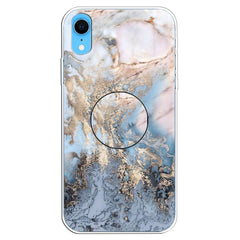 Embossed Varnished Marble TPU Protective Case with Holder, For iPhone XS / X, For iPhone XR