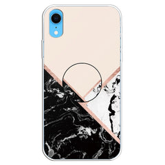 Embossed Varnished Marble TPU Protective Case with Holder, For iPhone XS / X, For iPhone XR