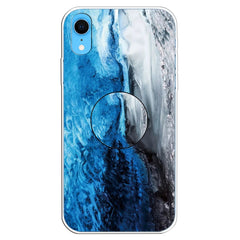 Embossed Varnished Marble TPU Protective Case with Holder, For iPhone XS / X, For iPhone XR