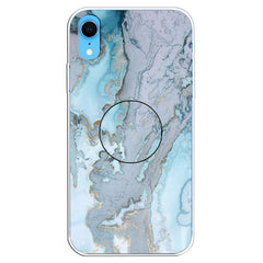 Embossed Varnished Marble TPU Protective Case with Holder, For iPhone XS / X, For iPhone XR