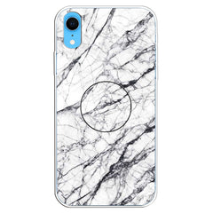 Embossed Varnished Marble TPU Protective Case with Holder, For iPhone XS / X, For iPhone XR