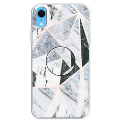 Embossed Varnished Marble TPU Protective Case with Holder, For iPhone XS / X, For iPhone XR