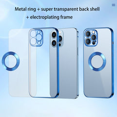 9D Electroplated Edge Metal Ring Clear PC + TPU Shockproof Case, For iPhone 13, For iPhone 13 Pro, For iPhone 13 Pro Max, For iPhone 12, For iPhone 12 Pro