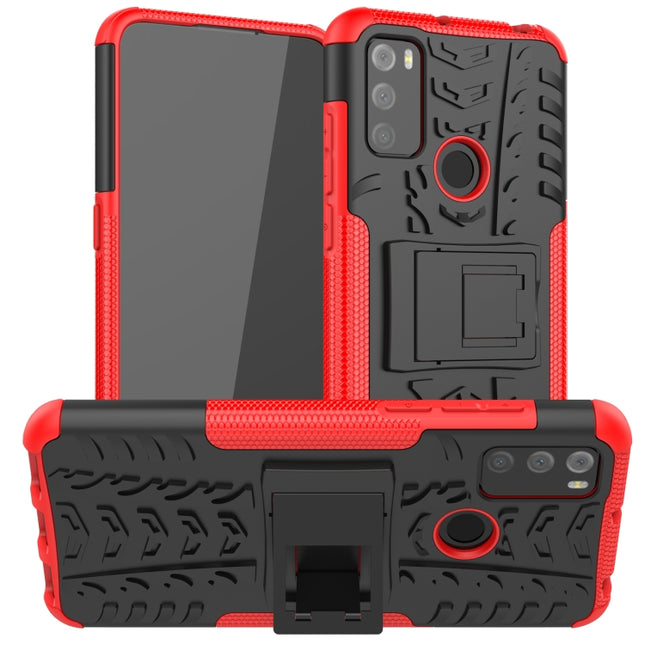 Tire Texture Shockproof TPU+PC Protective Case with Holder, For Alcatel 3L (2021), For Motorola Edge 20, For Samsung Galaxy A03S 164mm