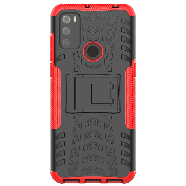 Tire Texture Shockproof TPU+PC Protective Case with Holder, For Alcatel 3L (2021), For Motorola Edge 20, For Samsung Galaxy A03S 164mm
