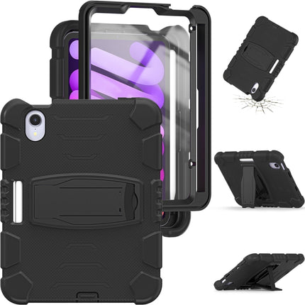 Funda híbrida de silicona para PC resistente con marco de protección de tres capas y soporte para iPad mini 6/mini 2024