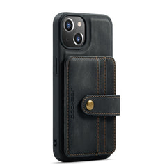 JEEHOOD - Funda protectora magnética de poliuretano termoplástico (PU) con ranura para tarjetas y cepillo antirrobo, para iPhone 13 mini, iPhone 13, iPhone 13 Pro, iPhone 13 Pro Max