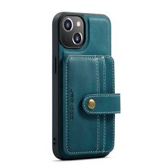 JEEHOOD Anti-Diebstahl-Bürste Magnetische PU + TPU-Schutzhülle mit Kartensteckplatz, Für iPhone 13 mini, Für iPhone 13, Für iPhone 13 Pro, Für iPhone 13 Pro Max