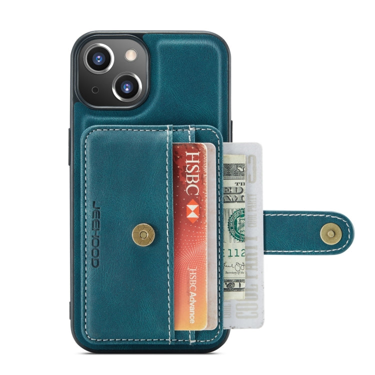 JEEHOOD Anti-Diebstahl-Bürste Magnetische PU + TPU-Schutzhülle mit Kartensteckplatz, Für iPhone 13 mini, Für iPhone 13, Für iPhone 13 Pro, Für iPhone 13 Pro Max