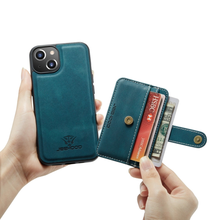 JEEHOOD Anti-Diebstahl-Bürste Magnetische PU + TPU-Schutzhülle mit Kartensteckplatz, Für iPhone 13 mini, Für iPhone 13, Für iPhone 13 Pro, Für iPhone 13 Pro Max