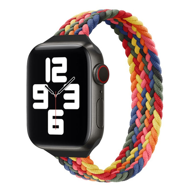 Small Waist Single Loop Nylon Braid Replacement Watchband For Apple Watch Series 7 41mm / 6&SE&5&4 40mm / 3&2&1 38mm, L 155mm