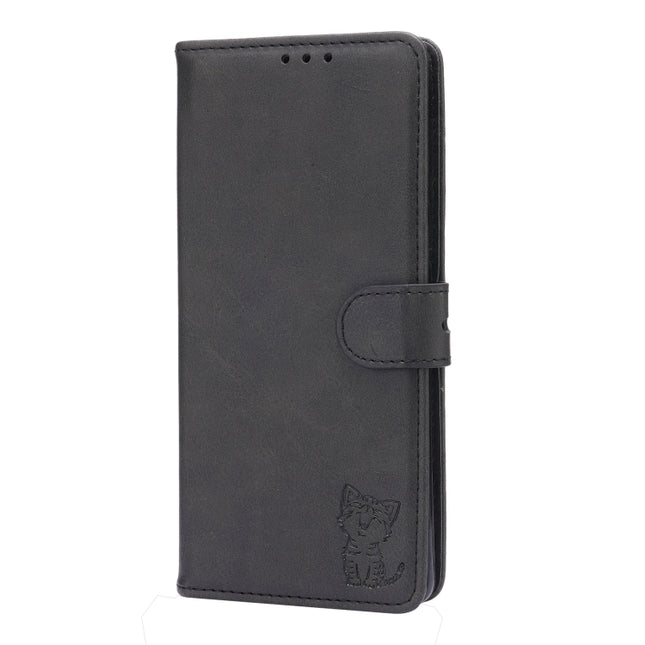 Embossed Happy Cat Pattern Horizontal Flip Leather Case with Holder & Card Slots & Wallet, For Google Pixel 6, For Google Pixel 6 Pro
