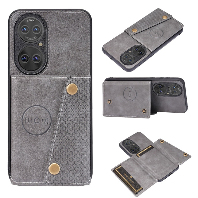 Double Buckle PU + TPU Shockproof Magnetic Case with Card Slots & Holder, For Huawei P50 Pro, For Honor 50, For Honor 50 Pro, For Honor 50 SE