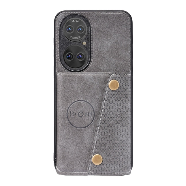 Double Buckle PU + TPU Shockproof Magnetic Case with Card Slots & Holder, For Huawei P50 Pro, For Honor 50, For Honor 50 Pro, For Honor 50 SE