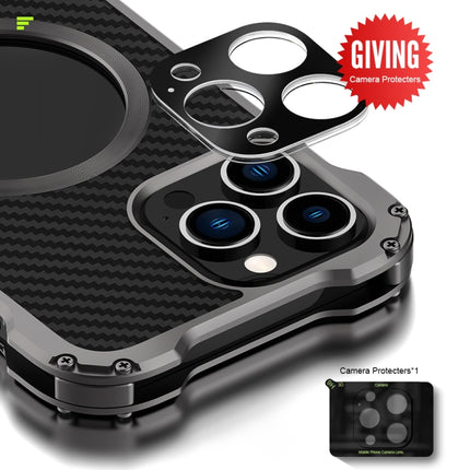 R-JUST RJ51 Hollow Shockproof Metal Protective Case, For iPhone 13, For iPhone 13 Pro, For iPhone 13 Pro Max