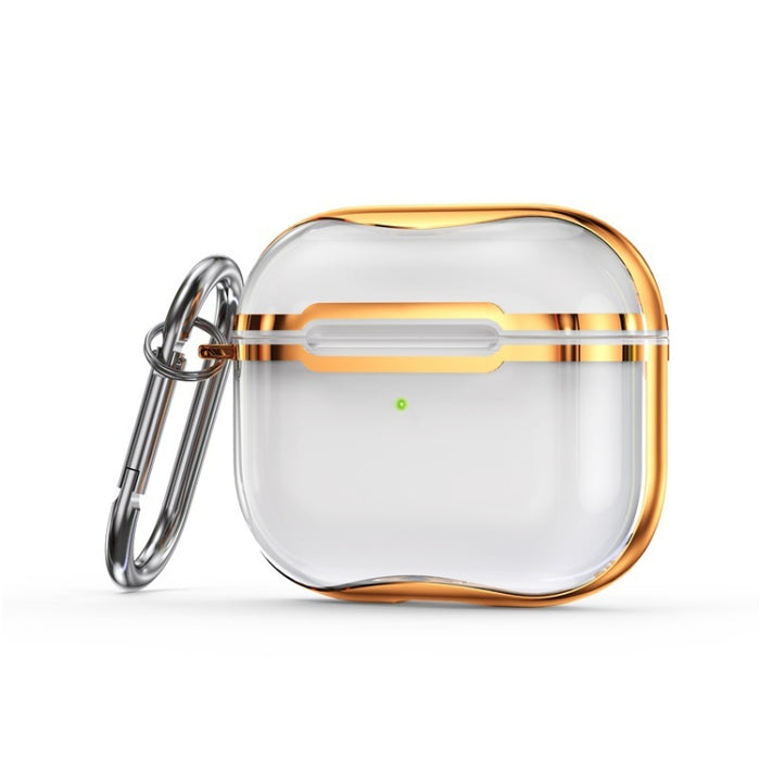 Estuche protector para auriculares de TPU transparente con marco galvanizado y gancho para AirPods 3