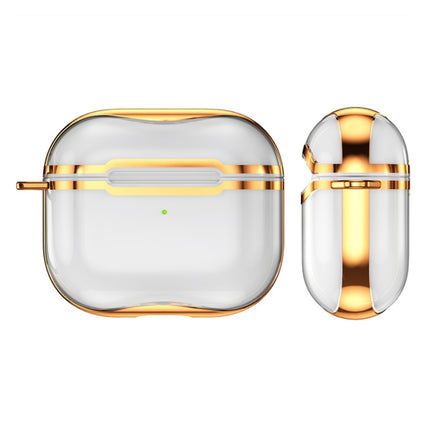 Electroplating Frame + Transparent TPU Earphone Protective Case with Hook, For AirPods 3