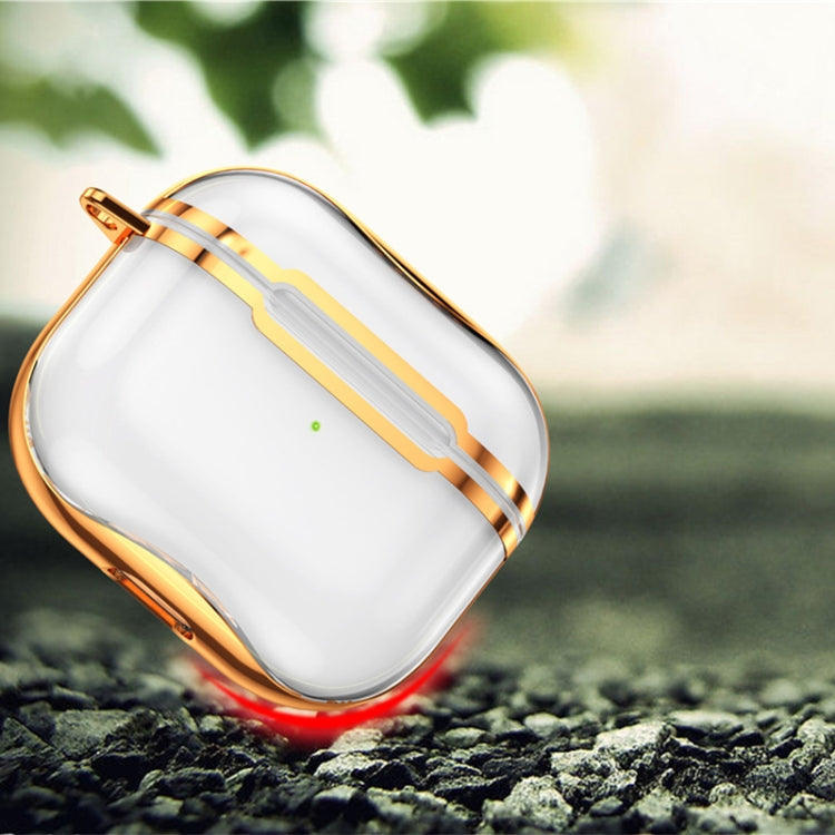 Galvanisierter Rahmen + transparente TPU-Kopfhörer-Schutzhülle mit Haken, für AirPods 3