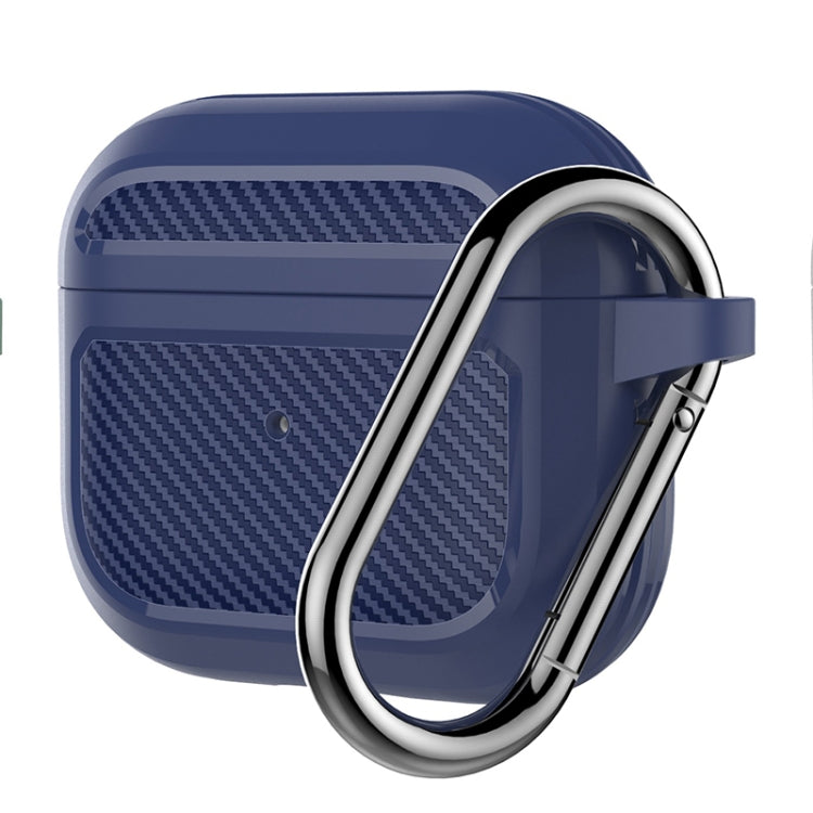 Carbon Fiber TPU Thicken Shockproof Earphone Protective Case with Hook, For AirPods 3