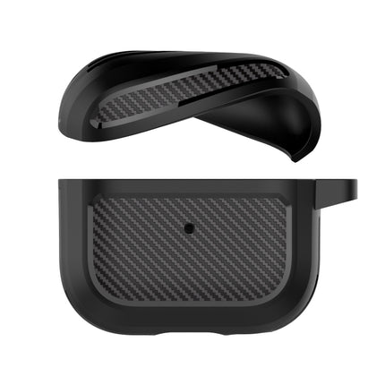 Carbon Fiber TPU Thicken Shockproof Earphone Protective Case with Hook, For AirPods 3