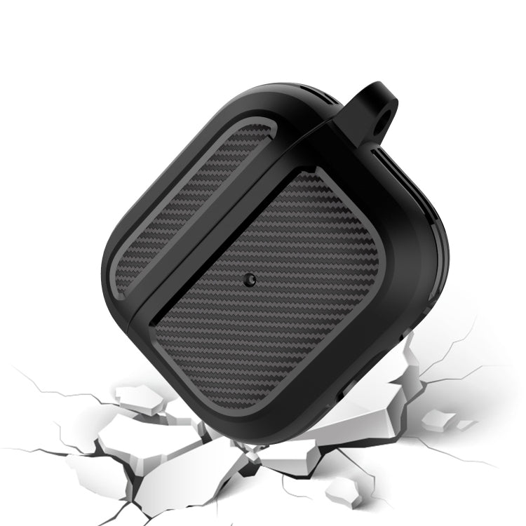 Carbon Fiber TPU Thicken Shockproof Earphone Protective Case with Hook, For AirPods 3