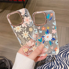 Glitzerpulver Galvanik Blume Stoßfeste Handyhülle, Für iPhone 13, Für iPhone 13 Pro, Für iPhone 13 Pro Max, Für iPhone 12 / 12 Pro