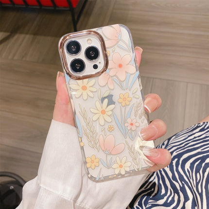 Glitter Powder Electroplating Flower Shockproof Phone Case, For iPhone 13, For iPhone 13 Pro, For iPhone 13 Pro Max