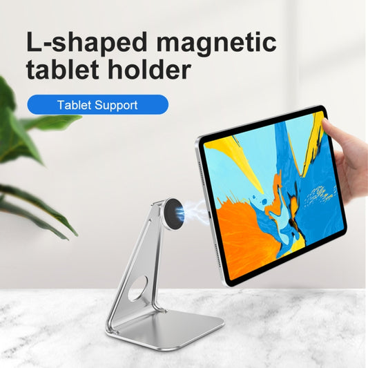 R-JUST PB01 L-shaped Magnetic Rotatable Aluminum Alloy Mobile Phones Tablets Holder