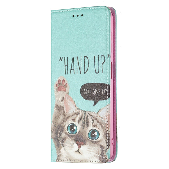 Colored Drawing Pattern Invisible Magnetic Horizontal Flip Leather Phone Case with Holder & Card Slots & Wallet, For Samsung Galaxy A22 4G