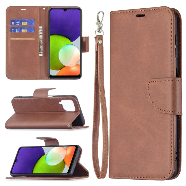 Retro Lambskin Texture Pure Color Horizontal Flip Leather Phone Case with Holder & Card Slots & Wallet & Lanyard, For Samsung Galaxy A22 4G