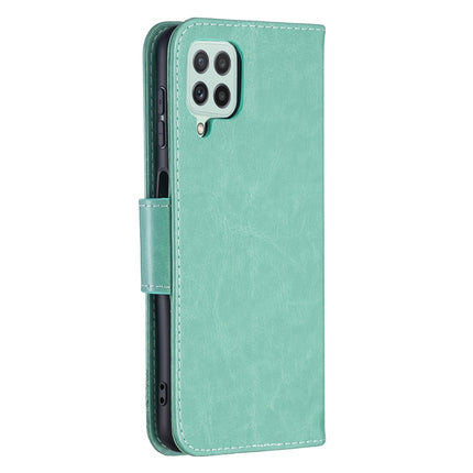Embossing Two Butterflies Pattern Horizontal Flip Leather Phone Case with Holder & Card Slot & Wallet & Lanyard, For Samsung Galaxy A22 4G