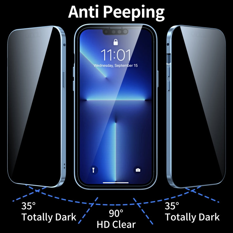 Magnetischer Metallrahmen mit Anti-Peeping-Funktion, doppelseitige Handyhülle aus gehärtetem Glas, für iPhone 13 mini, für iPhone 13, für iPhone 13 Pro, für iPhone 13 Pro Max
