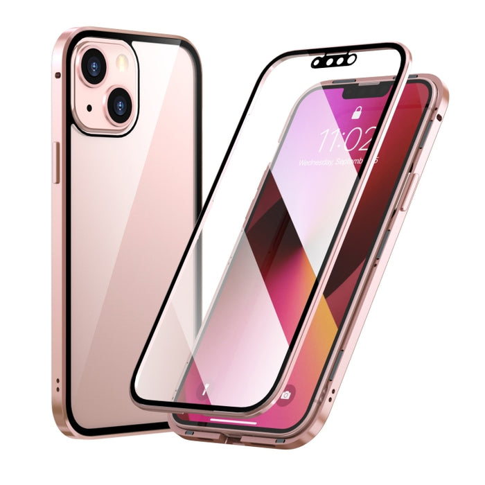 HD Magnetic Metal Frame Double-sided Tempered Glass Phone Case, For iPhone 13, For iPhone 13 Pro, For iPhone 13 Pro Max, For iPhone 13 mini