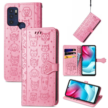 Lovely Cat and Dog Embossing Pattern Horizontal Flip Leather Phone Case with Holder & Card Slots & Wallet & Cartoon Clasp & Lanyard, For Motorola Moto G60S, For Tecno Pova 2, For vivo X70 Pro