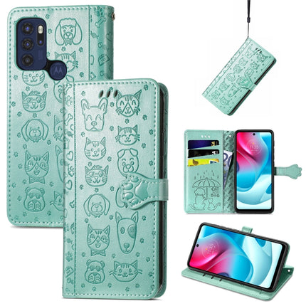 Lovely Cat and Dog Embossing Pattern Horizontal Flip Leather Phone Case with Holder & Card Slots & Wallet & Cartoon Clasp & Lanyard, For Motorola Moto G60S, For Tecno Pova 2, For vivo X70 Pro